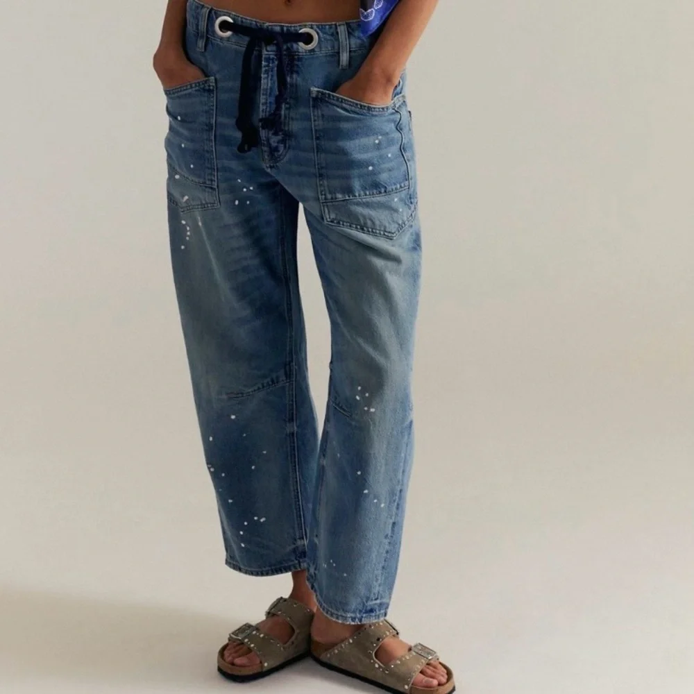 WE THE FREE by Free People: “Moxie” Low Slung Pull-On Barrel Jeans NWT - Picture 1 of 12